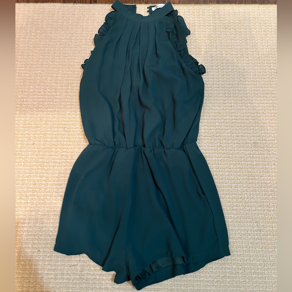 The Impeccable Pig Halter Romper in Forest Green - Size: Small